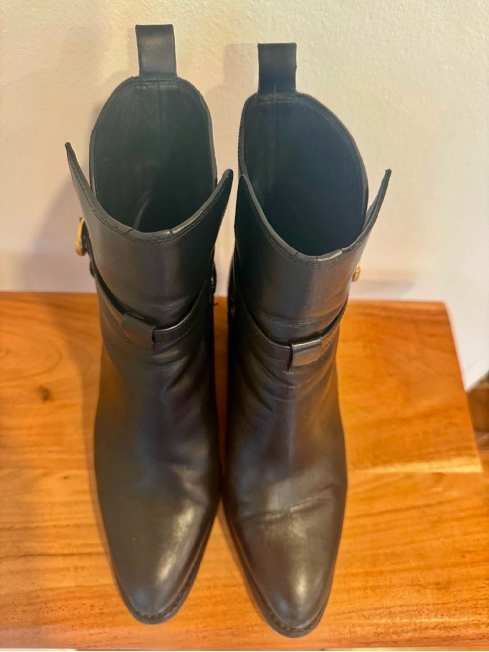 Veronica Beard Sohelia Black Leather Strap Ankle Boots Bootie - Picture 5 of 12